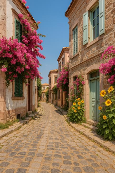 Cunda adası sokakları